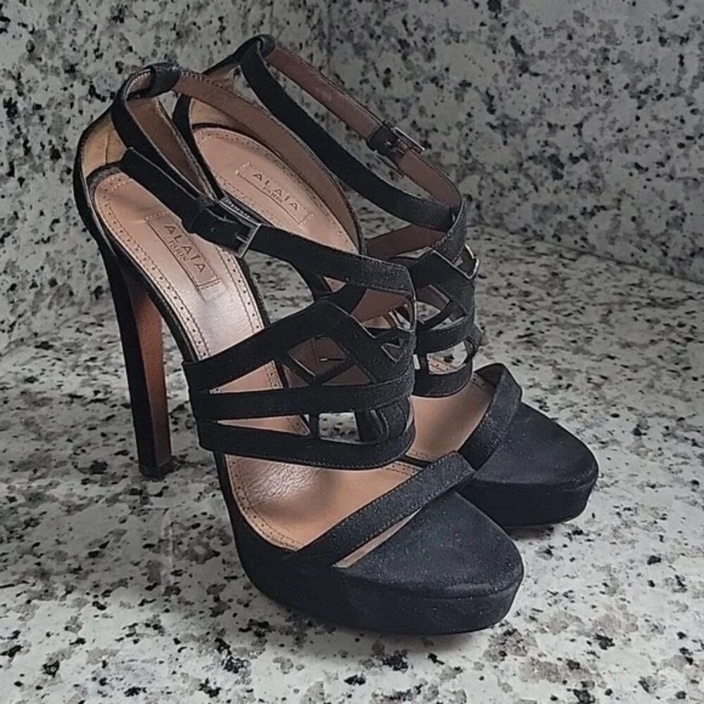 Alaia Black Strappy Heels